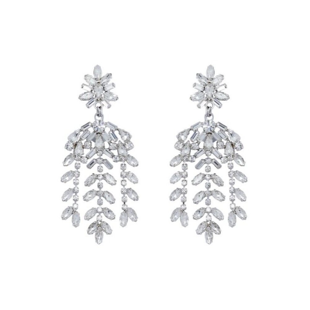 Loren Hope Elena Statement Earrings Crystal Gold Tone NEW